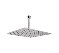 Hudson Reed HEAD45A ǀ Modern Bathroom Stainless Steel Square Fixed Shower Head and Ceiling Arm, 56mm x 400mm, Chrome