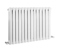 Hudson Reed HSA004 Salvia | Modern Horizontal Designer Double Panel Bathroom Radiator, 635mm x 863mm, High Gloss White, Set of 2 Pieces