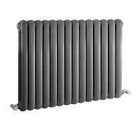Nuie Hudson Reed HSA008 Salvia | Modern Horizontal Designer Double Panel Bathroom Radiator, 635mm x 863mm, Anthracite, Set of 2 Pieces