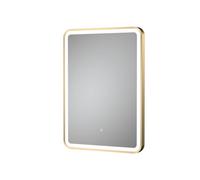 Hudson Reed Hydrus Led Touch Sensor Framed Bathroom Mirror With Demister, Brushed Brass, 700 X 500 mm