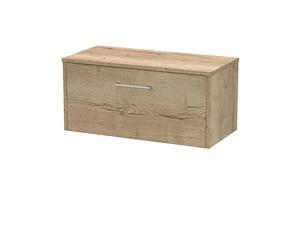 Hudson Reed JNU1825W Juno Modern Bathroom Wall Hung Single Drawer Vanity with Colour Coordinating Worktop, 800mm, Woodgrain Autumn Oak