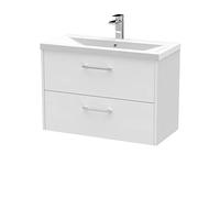 Hudson Reed Juno White Ash 800mm Wall Hung 2-Drawer Vanity Unit &