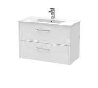 Hudson Reed Juno 800mm Wall Hung 2 Drawer Vanity & Minimalist Basin - White Ash