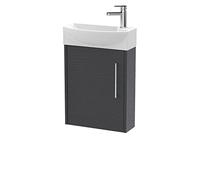 Hudson Reed Juno Compact 440mm Wall Hung 1 Door Unit & 1 Tap Hole Basin LH - Graphite Grey