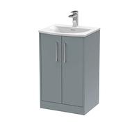 Hudson Reed Juno 500mm Floor Standing 2 Door Vanity & Curved Basin - Coastal Grey