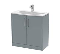 Hudson Reed Juno 800mm Floor Standing 2 Door Vanity & Curved Basin - Coastal Grey