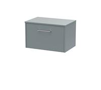 Hudson Reed Juno Matt Wall Hung Single Drawer Vanity Unit with Worktop | Coastal Grey | MDF | 600mm