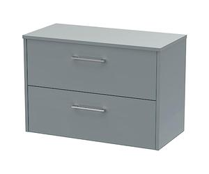 Hudson Reed JNU2326W Juno Modern Bathroom Wall Hung 2-Drawer Vanity with Colour Coordinating Worktop, 800mm, Matt Coastal Grey