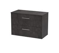 Hudson Reed JNU2626W Juno Modern Bathroom Wall Hung 2 Drawer Countertop Vanity & Colour Worktop, 800mm, Matt Metallic Slate