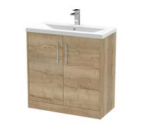 Hudson Reed Juno Autumn Oak 800mm Floor Standing 2-Door Vanity Unit &a