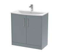 Hudson Reed Juno 800mm Floor Standing 2-Door Vanity Unit With 1 Tap Hole Basin-Coastal Grey
