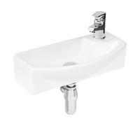 Hudson Reed Juno Compact Left Hand Curved Ceramic Basin | White | 450mm