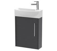 Hudson Reed Juno Compact 440mm Wall Hung 1 Door Unit & 1 Tap Hole Basin LH - Graphite Grey