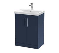 Hudson Reed Juno 600Mm Floor Standing 2-door Vanity & Basin 3 - Midnight Blue