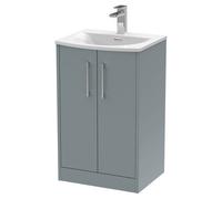 Hudson Reed Juno 500mm Floor Standing 2 Door Vanity & Curved Basin - Coastal Grey