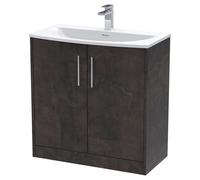 Hudson Reed Juno 800mm Floor Standing 2 Door Vanity & Curved Basin - Metallic Slate