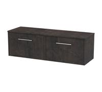 Hudson Reed Juno Wall Hung 2 Drawer Vanity Unit and Worktop | Metallic Slate | MDF | 1200mm