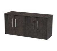 Hudson Reed Juno Matt Wall Hung 4 Door Vanity Unit with Worktop | Metallic Slate | MDF | 1200mm