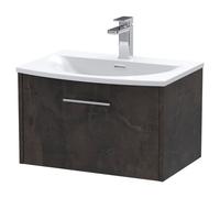 Hudson Reed Juno 600mm Wall Hung 1 Drawer Vanity & Curved Basin - Metallic Slate
