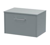 Hudson Reed Juno Matt Wall Hung Single Drawer Vanity Unit with Worktop | Coastal Grey | MDF | 600mm