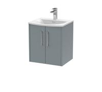 Hudson Reed Juno 500mm Wall Hung 2 Door Vanity & Curved Basin - Coastal Grey, Grey