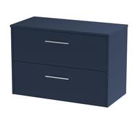 Hudson Reed Juno Wall Hung Countertop Unit With Worktop, Modern Vanity In Soft Close Drawers And D-Shape Handle