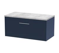 Hudson Reed Juno 800Mm Wall Hung Single Drawer Vanity & Laminate Worktop - Midnight Blue