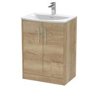 Hudson Reed Juno 600mm Floor Standing Vanity Unit With Basin-Autumn Oak