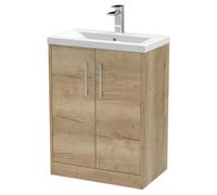 Hudson Reed Juno Autumn Oak 600mm Floor Standing 2-Door Vanity Unit &a