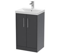 Hudson Reed Juno 500mm Floor Standing 2 Door Vanity & Thin-Edge Basin - Graphite Grey