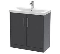 Hudson Reed Juno Graphite Grey 800mm Floor Standing 2-Door Vanity Unit