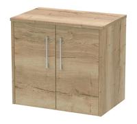 Hudson Reed Juno Woodgrain Wall Hung 2 Door Vanity Unit with Worktop | Autumn Oak | MDF | 600mm