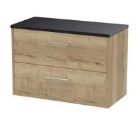 Hudson Reed Juno Autumn Oak 800mm Wall Hung 2-Drawer Vanity Unit &
