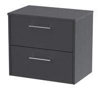 Hudson Reed Juno Woodgrain Wall Hung 2 Drawer Vanity Unit with Worktop | Graphite Grey | MDF | 600mm
