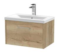 Hudson Reed Juno Autumn Oak 600mm Wall Hung Single Drawer Vanity Unit
