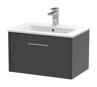 Hudson Reed Juno 600mm Wall Hung Single Drawer Vanity & Minimalist Basin - Graphite Grey, Grey