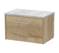 Hudson Reed Juno Autumn Oak 600mm Wall Hung Single Drawer Vanity &