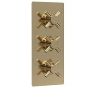 Hudson Reed Tec Concealed Thermostatic Shower Valve with Diverter - Brushed Brass, Triple Outlet