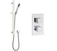 Hudson Reed Lennox Thermostatic Shower Valve & Sheer Rectangular Slider Rail Kit, Chrome