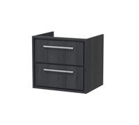 Hudson Reed Lille 600mm Wall Hung 2 Drawer Unit (455 Deep)-Graphite Grey Woodgrain