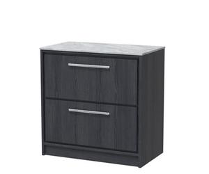 Hudson Reed Lille Floor Standing 2 Drawer Countertop Vanity & Marble Worktop, Graphite Woodgrain, 810 X 460 mm