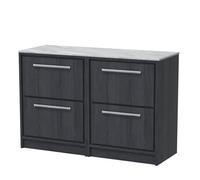 Hudson Reed Lille Floor Standing 4 Drawer Countertop Vanity & Marble Worktop, Graphite Woodgrain, 1210 X 460 mm