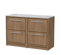 Hudson Reed Lille Floorstanding Four Drawer Contemporary Vanity Unit With Marble Worktop In Antique Oak, 1210 X 460mm