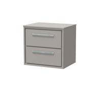 Hudson Reed Lille Matt Wall Hung 2 Drawer Vanity Unit with Worktop | Pebble Grey | MFC | 600mm