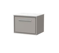 Hudson Reed Lille Matt Wall Hung Single Drawer Vanity Unit with White Marble Worktop | Pebble Grey | MFC | 600mm