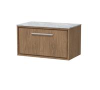 Hudson Reed Lille Wall Hung Single Drawer Contemporary Vanity Unit With Marble Worktop In Antique Oak, 810 X 460mm