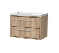 Hudson Reed Lille Wall Hung Two Drawer Contemporary Vanity Unit With Basin In Bleached Oak, 813 X 462mm