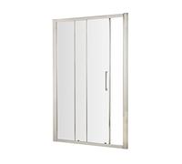 Hudson Reed M1100SSH4 Apex Modern Bathroom EasyFit Single Sliding Shower Door with 8mm Toughened Safety Glass and Round Handles, 1100mm, Polished Chrome