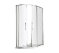Hudson Reed M9080QH4 Apex Modern Bathroom EasyFit Offset Quadrant Shower Enclosure with 8mm Toughened Safety Glass and Round Handles, 900mm x 800mm, Polished Chrome