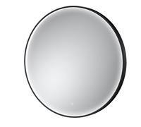 Hudson Reed Mensa Wall Hung Led Touch Sensor Mirror, Contemporary Round Bathroom Mirror In Black Finish, 800X800mm